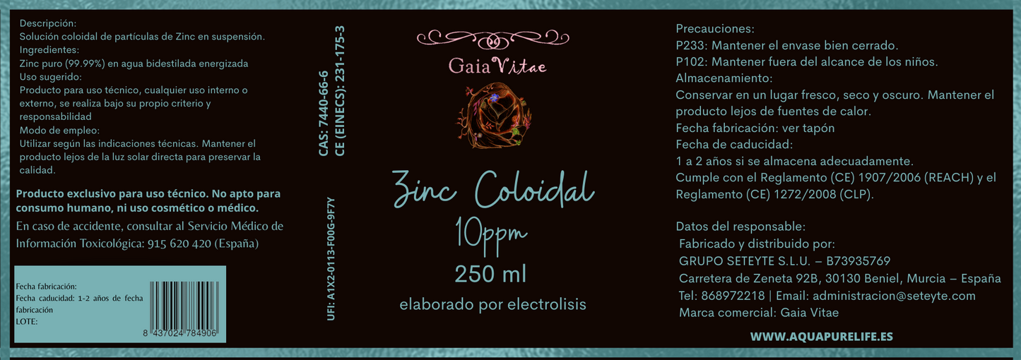 Zinc colloïdal – Verre ambré avec bouchon doseur | Aquapurelife