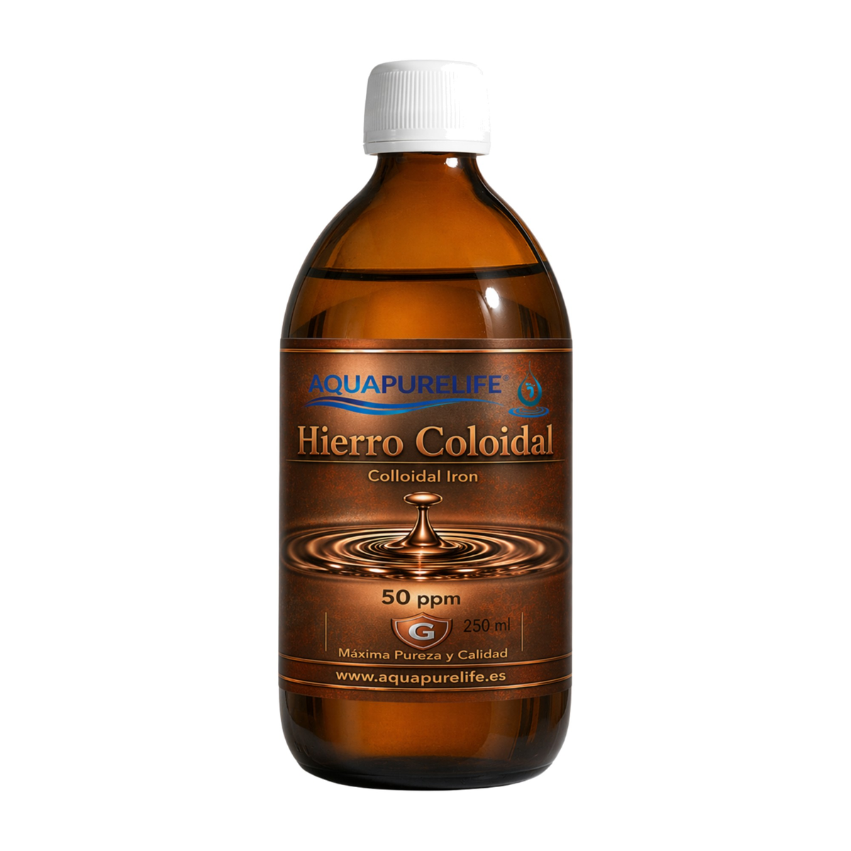 Hierro coloidal 20 ppm en vidrio ámbar – Aquapurelife