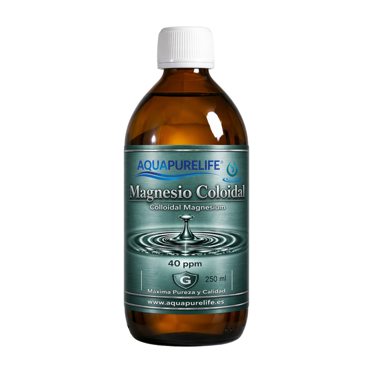 Magnesio coloidal 40 ppm en vidrio ámbar – Aquapurelife