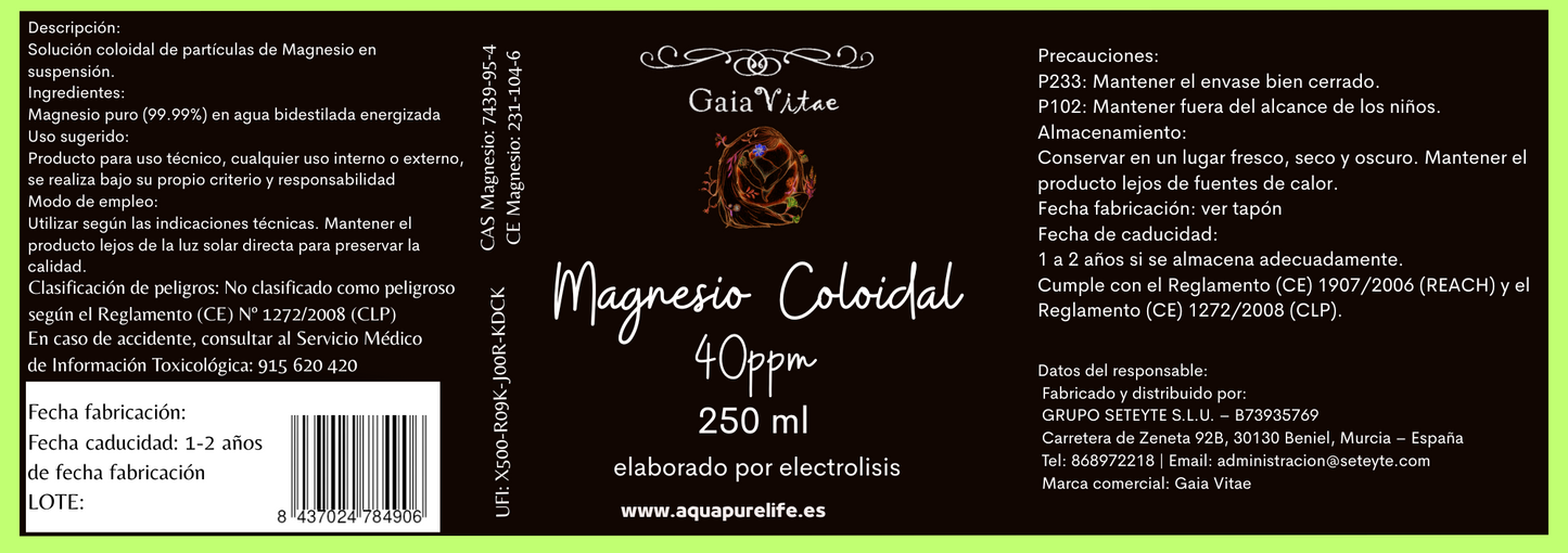 Magnésium colloïdal – Verre ambré avec bouchon doseur | Aquapurelife