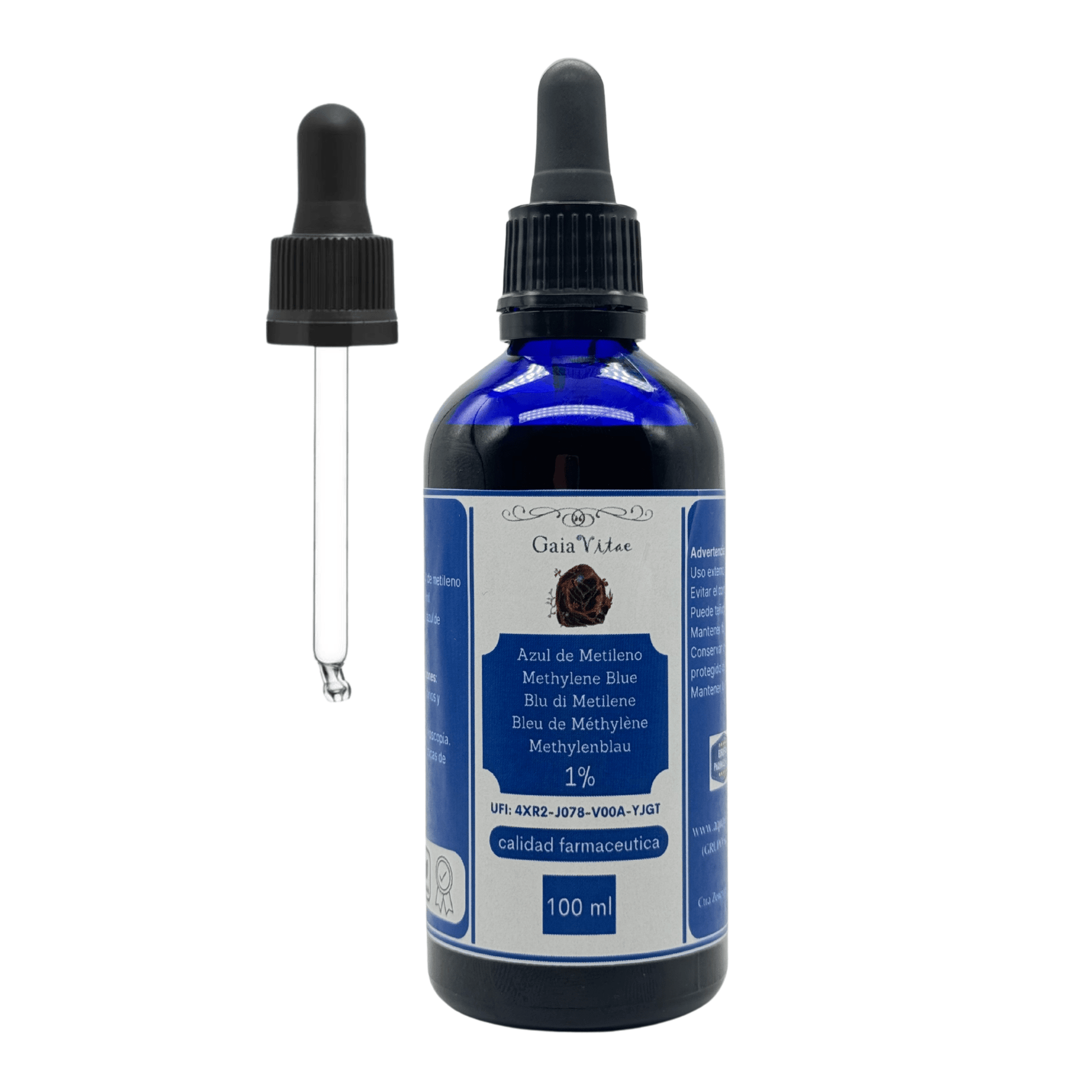 Azul de Metileno 1%| Vidrio Azul con Cuentagotas | Aquapurelife - aquapurelife