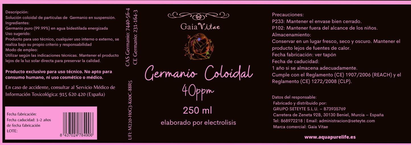 Germanium colloïdal 40 ppm – Verre ambré | Aquapurelife