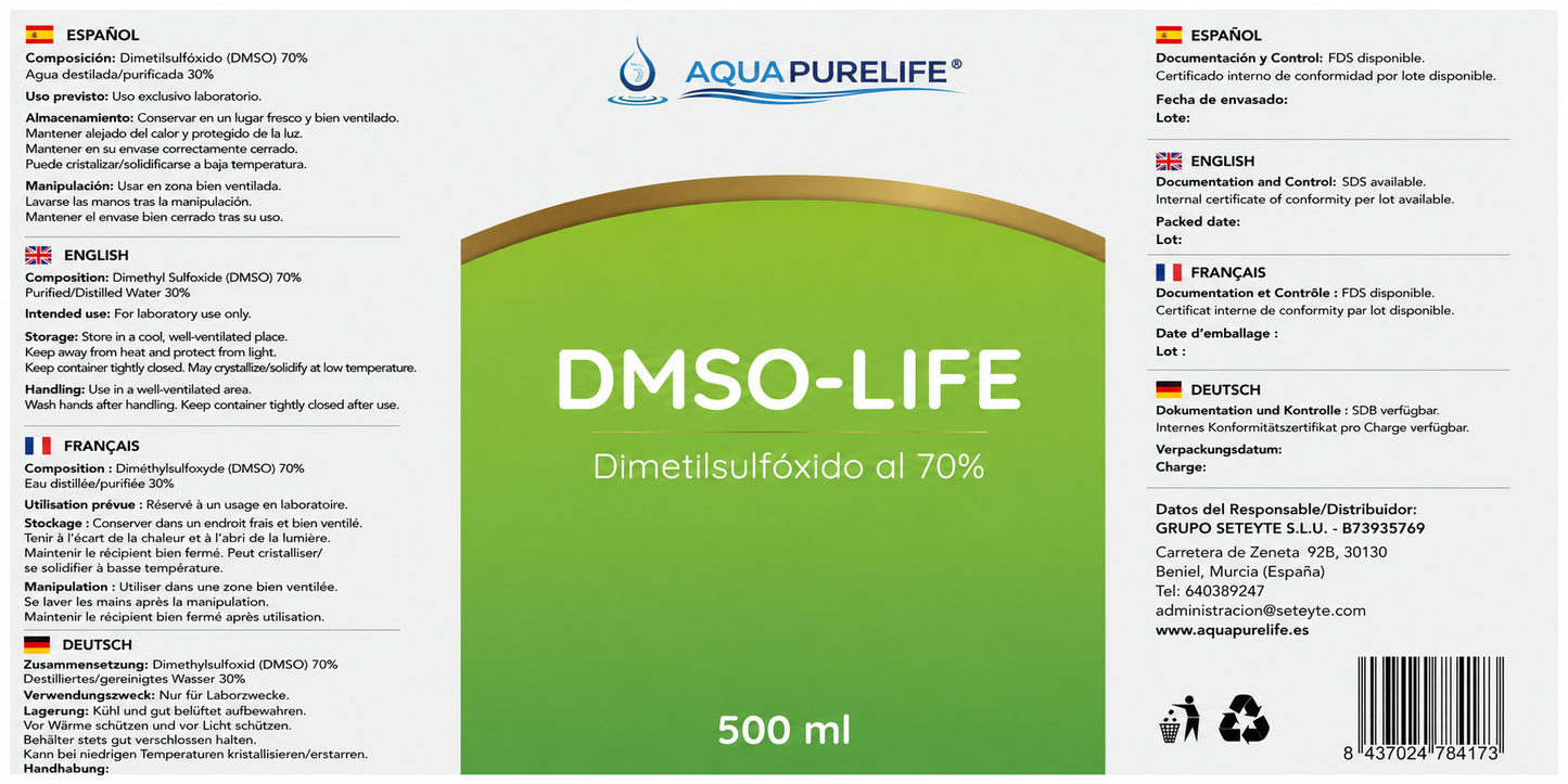 DMSO 99.99% – HDPE Plastic Bottle | Aquapurelife