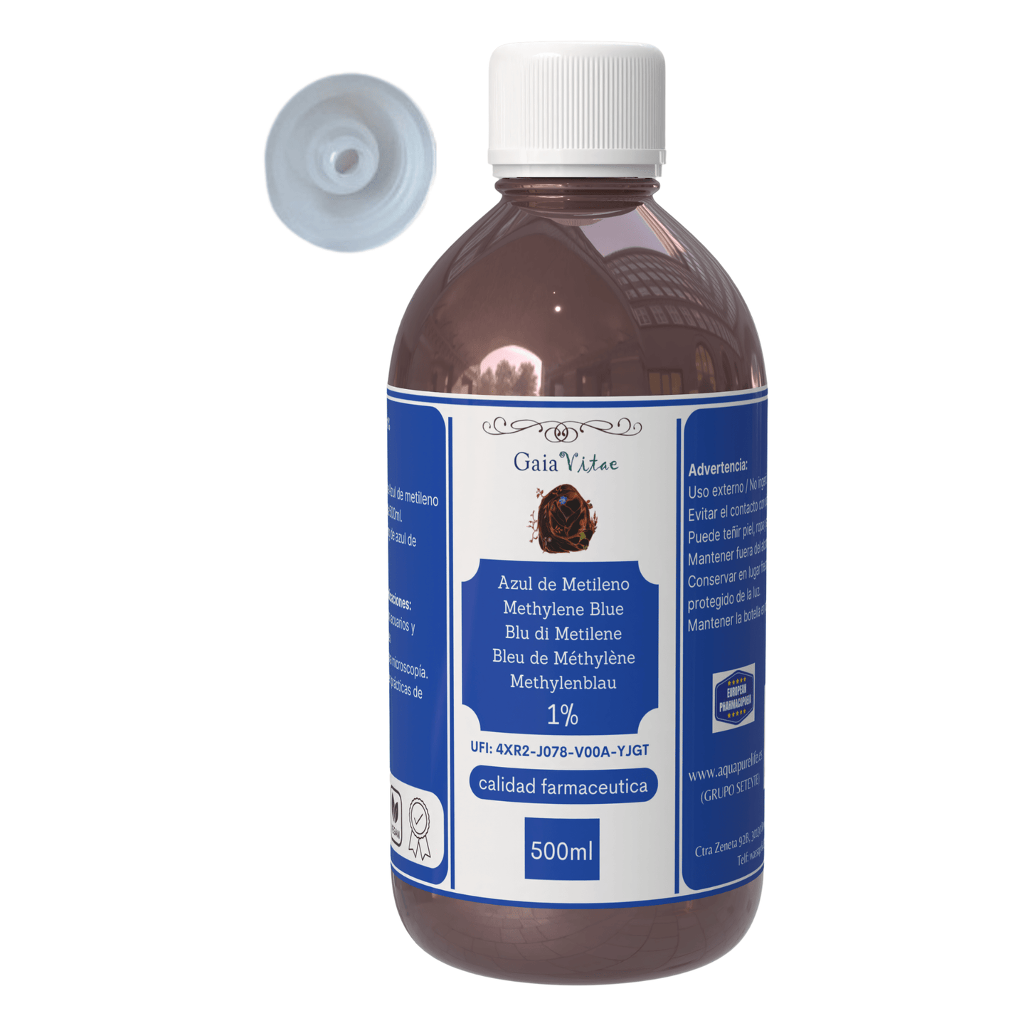 Azul de Metileno 1%| Vidrio Azul con Cuentagotas | Aquapurelife - aquapurelife