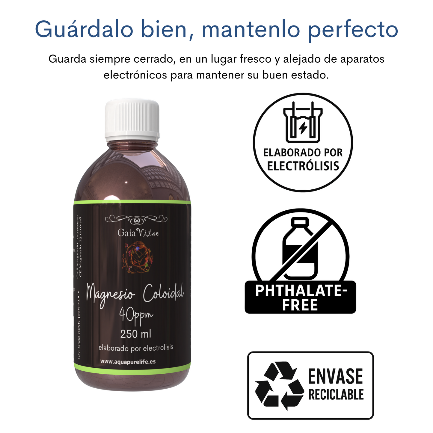 Magnésium colloïdal – Verre ambré avec bouchon doseur | Aquapurelife