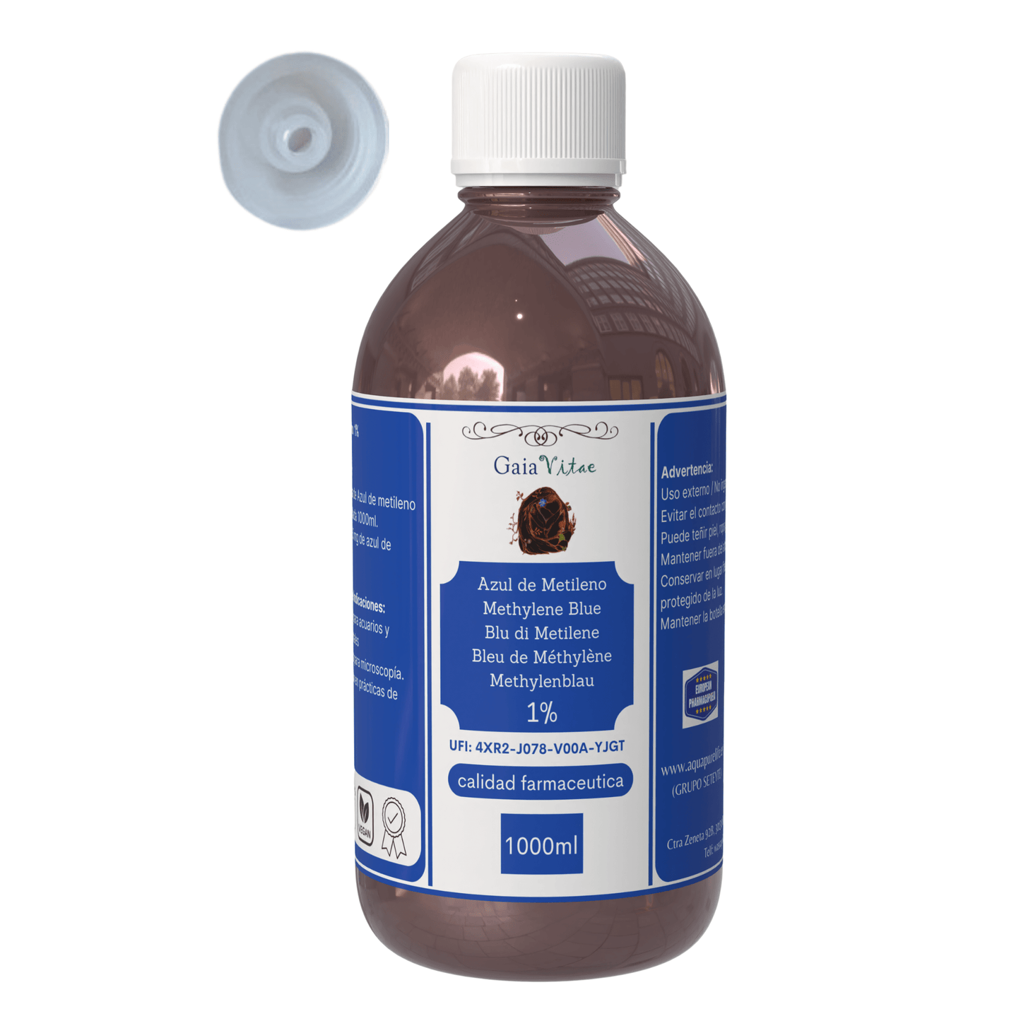 Azul de Metileno 1%| Vidrio Azul con Cuentagotas | Aquapurelife - aquapurelife