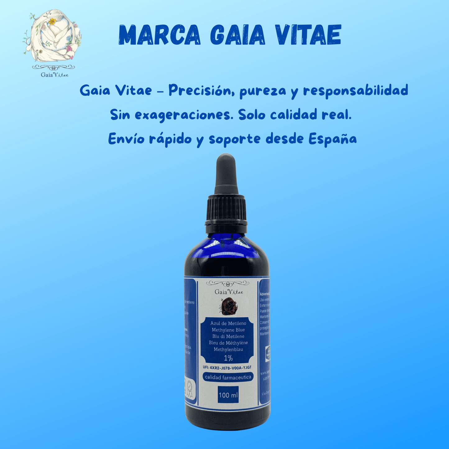 Azul de Metileno 1%| Vidrio Azul con Cuentagotas | Aquapurelife - aquapurelife