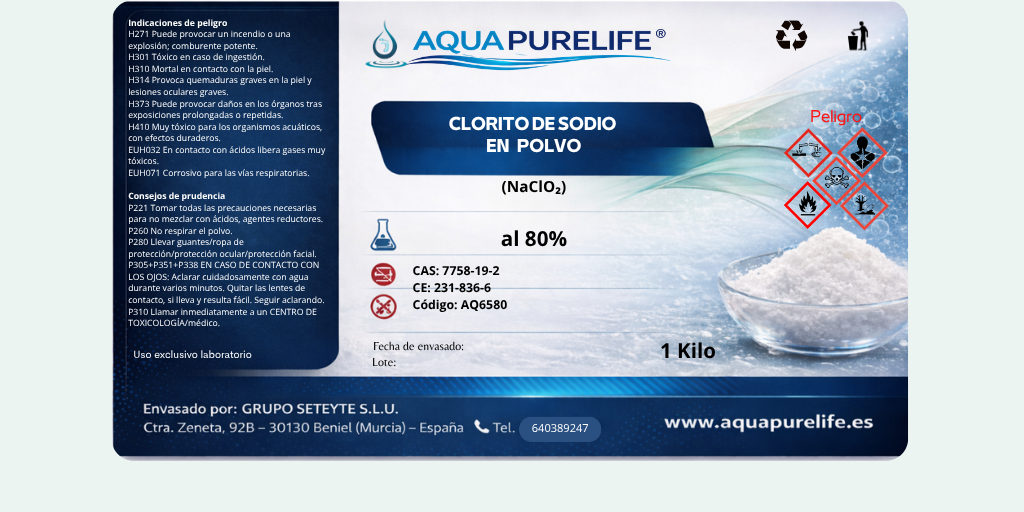 Lote Clorito de Sodio en Polvo 80% – Grado Técnico | Aquapurelife