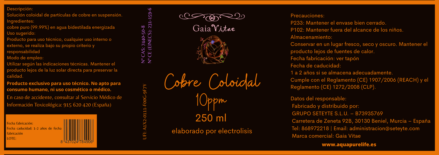 Cuivre colloïdal – Verre avec bouchon doseur | Aquapurelife