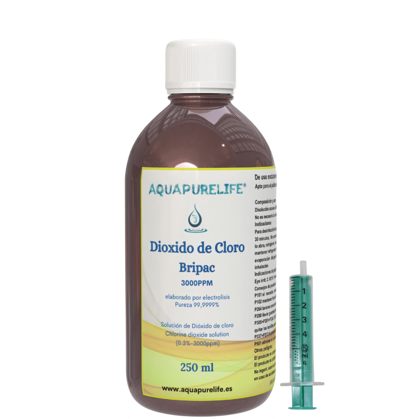 Botella de dióxido de cloro 3000 ppm en vidrio ámbar – Aquapurelife