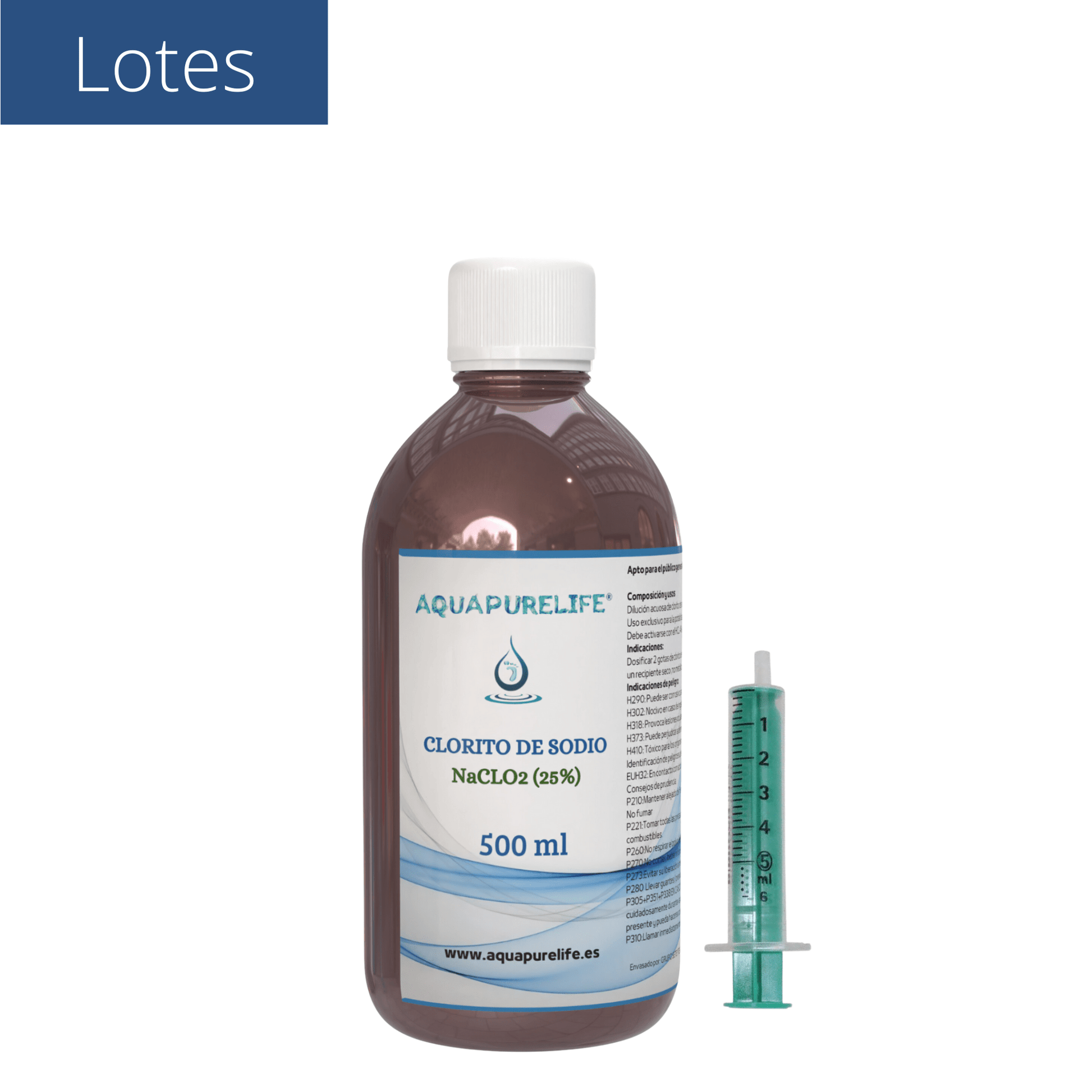 Lote Clorito de Sodio 25% – Plástico/cristal | Aquapurelife - aquapurelife