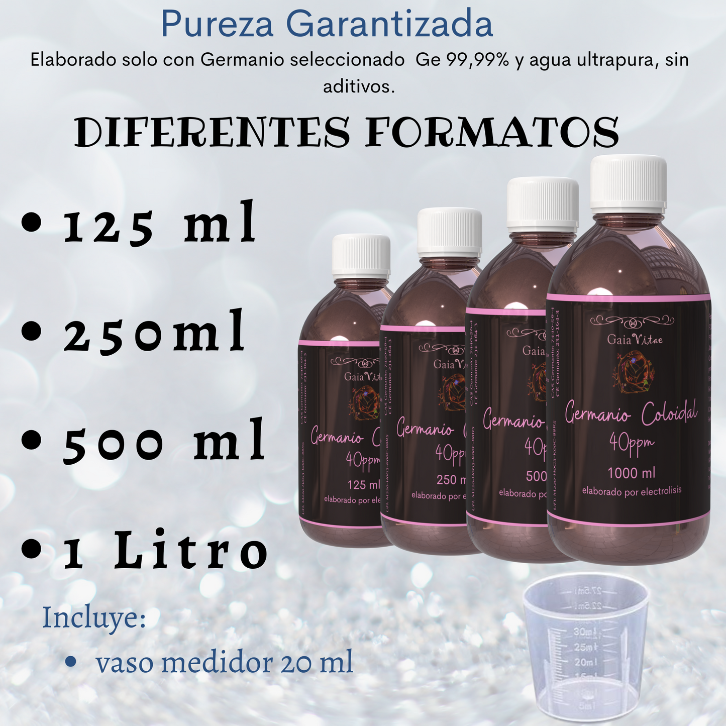 Germanio Coloidal 40 PPM – Vidrio ámbar | Aquapurelife
