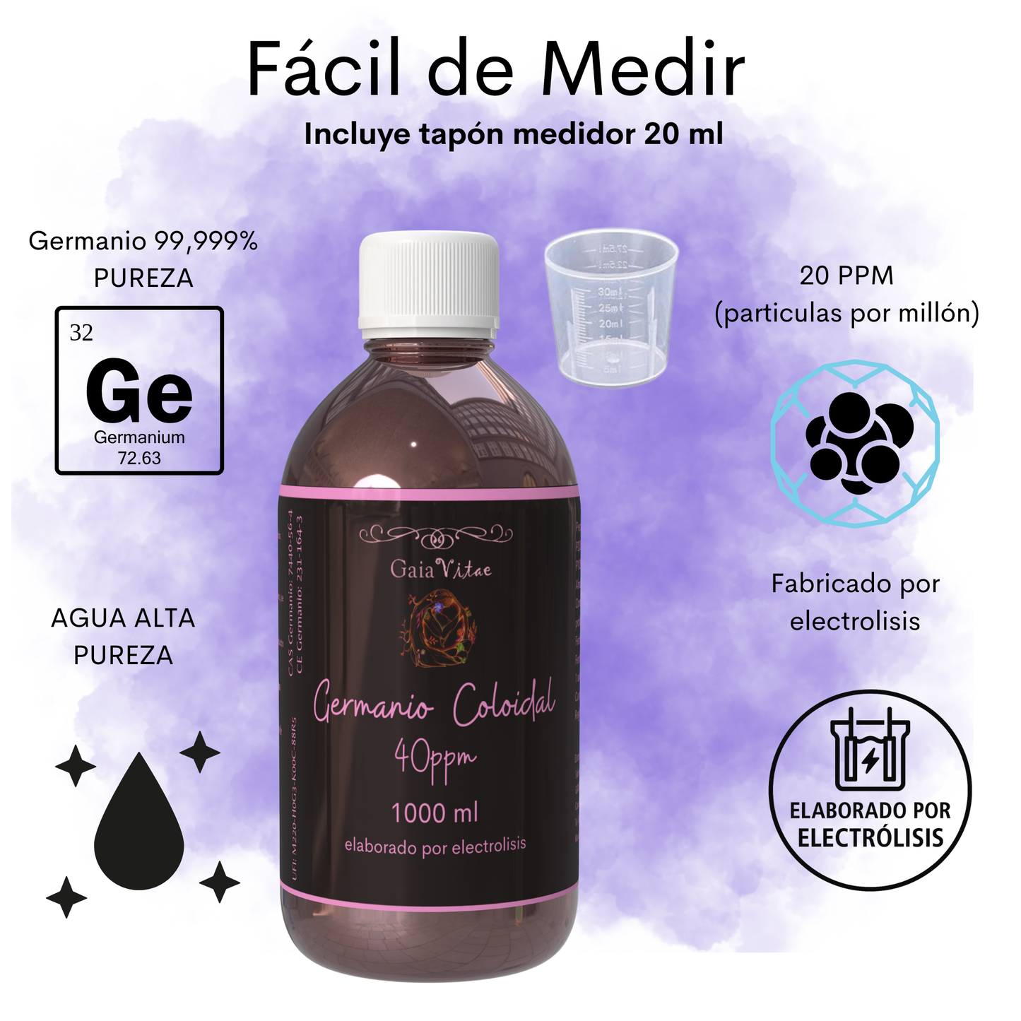 Germanio Coloidal 40 PPM – Vidrio ámbar | Aquapurelife