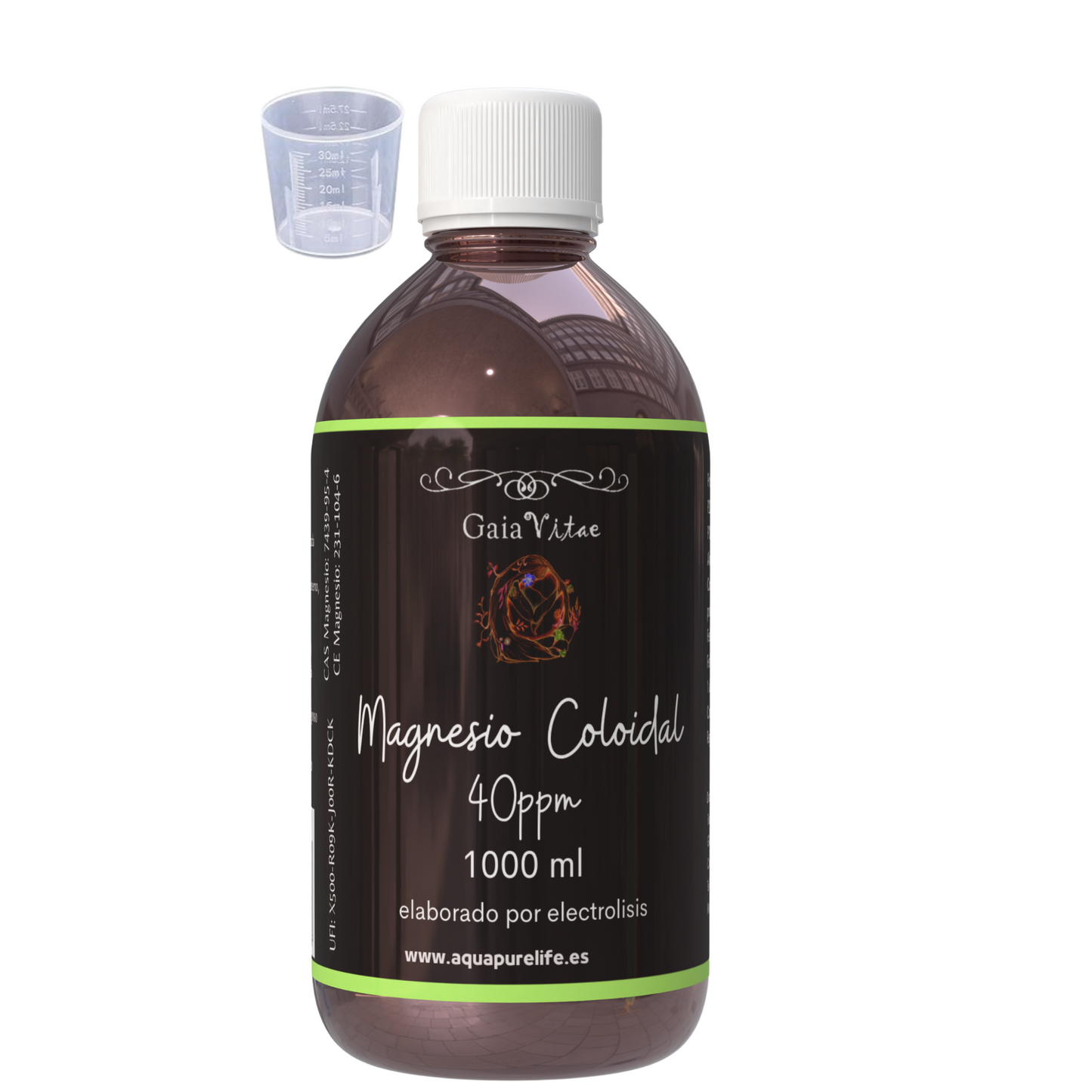 Magnesio Coloidal – Vidrio Ámbar con Tapón Medidor | Aquapurelife