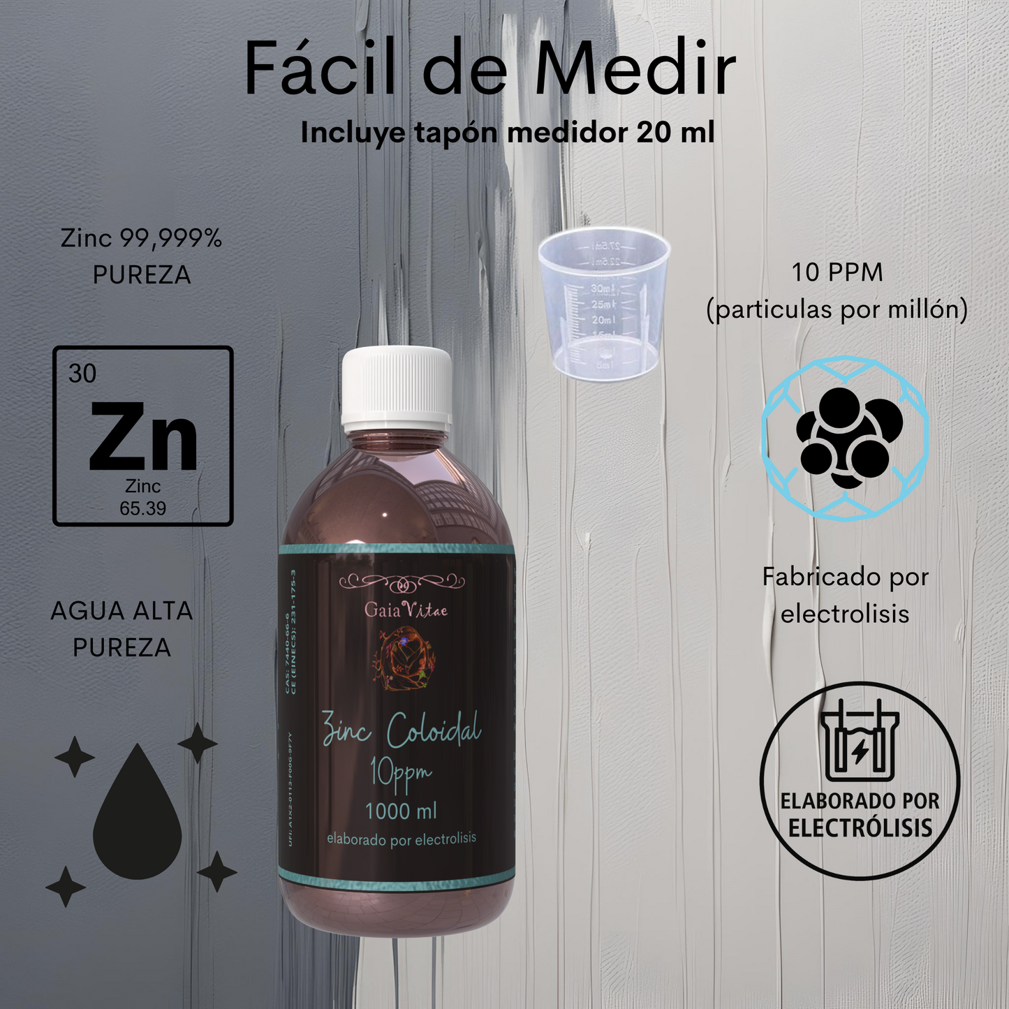 Zinc Coloidal – Vidrio Ámbar con Tapón Medidor | Aquapurelife