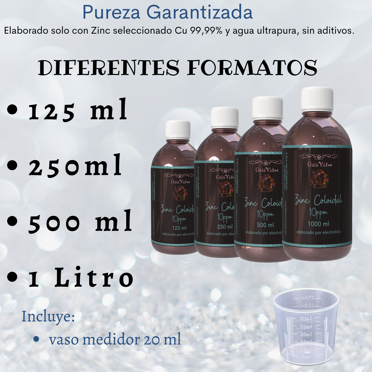 Zinc Coloidal – Vidrio Ámbar con Tapón Medidor | Aquapurelife