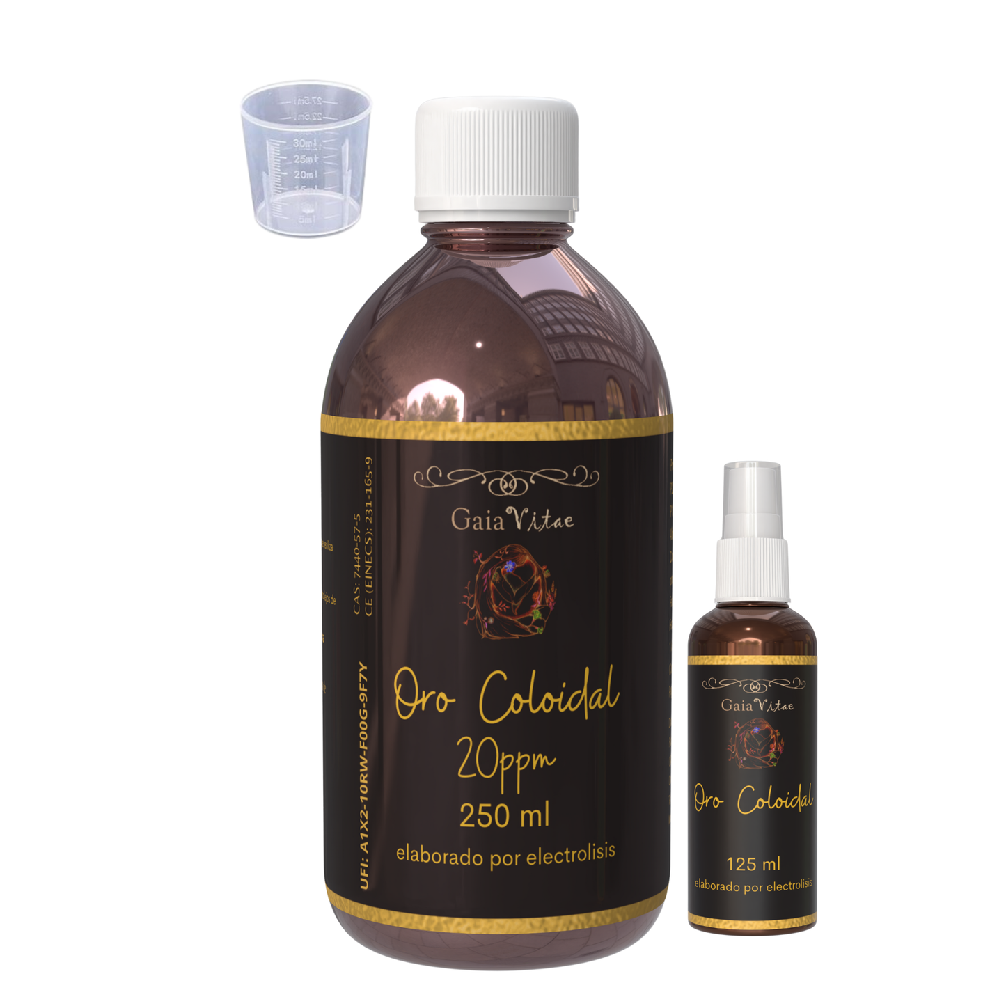 Or colloïdal 20 ppm – Bouteille en verre ambré | Aquapurelife