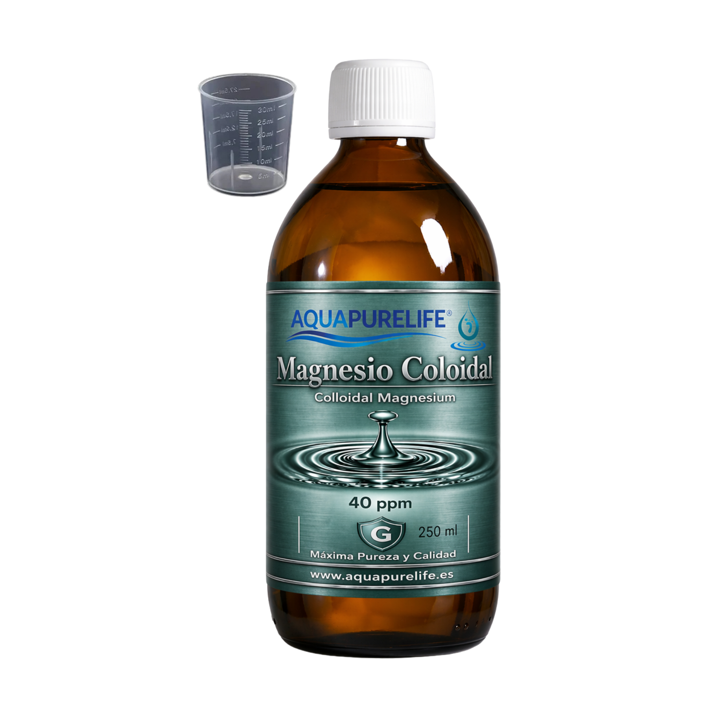 Magnesio Coloidal – Vidrio Ámbar con Tapón Medidor | GaiaVitae