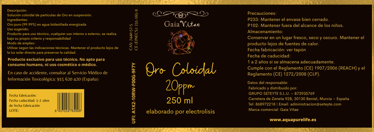 Or colloïdal 20 ppm – Bouteille en verre ambré | Aquapurelife