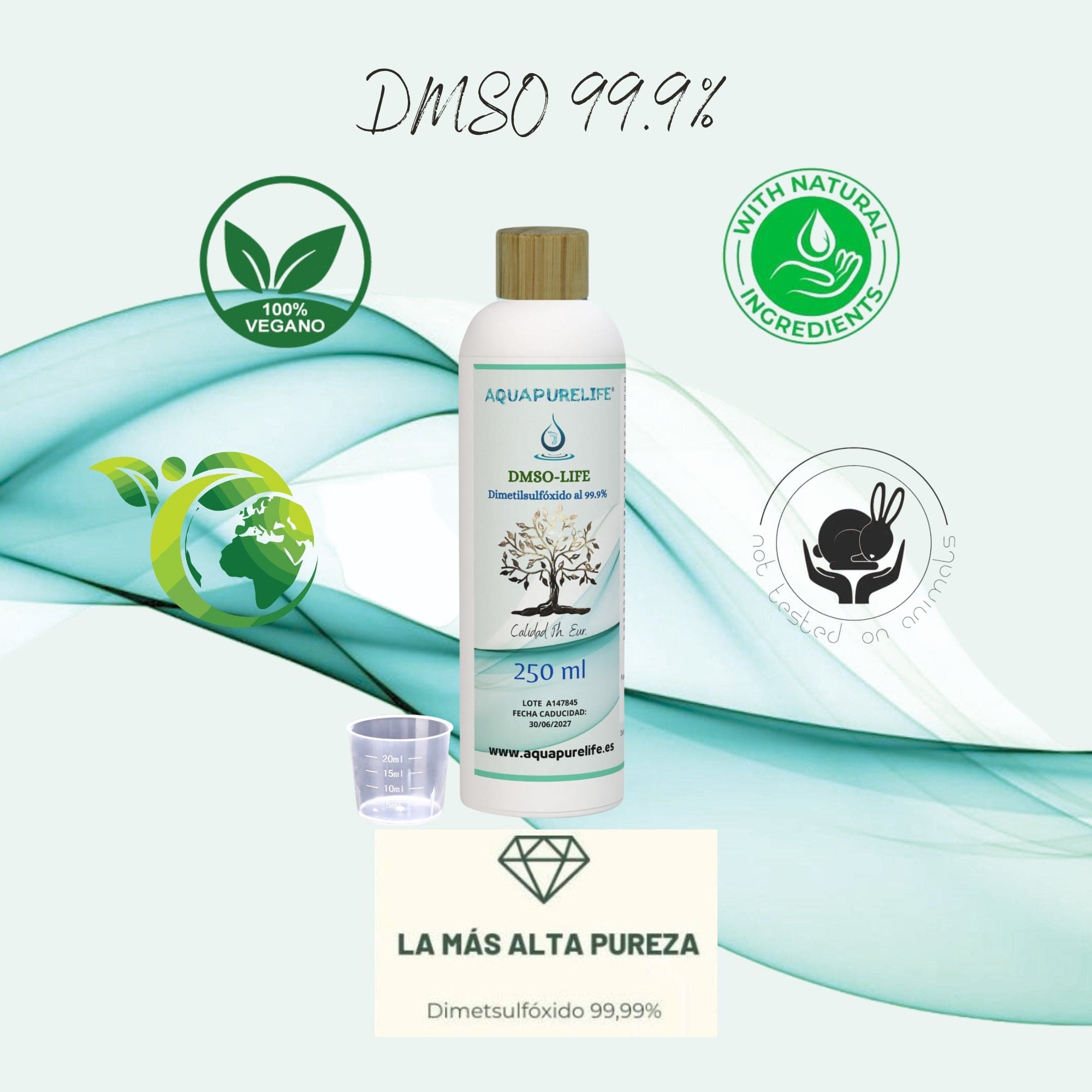 U.S. Pharma Grade 99.9% DMSO 30% Organic Aloe GEL Glass Jar Dimethyl Sulfoxide