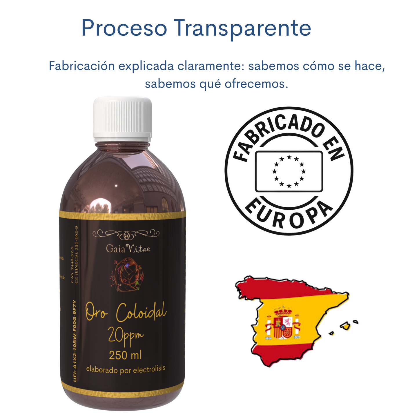 Or colloïdal 20 ppm – Bouteille en verre ambré | Aquapurelife