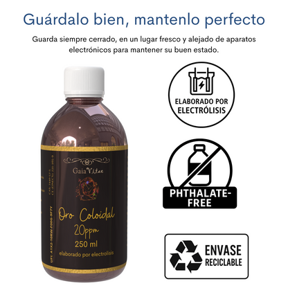 Or colloïdal 20 ppm – Bouteille en verre ambré | Aquapurelife