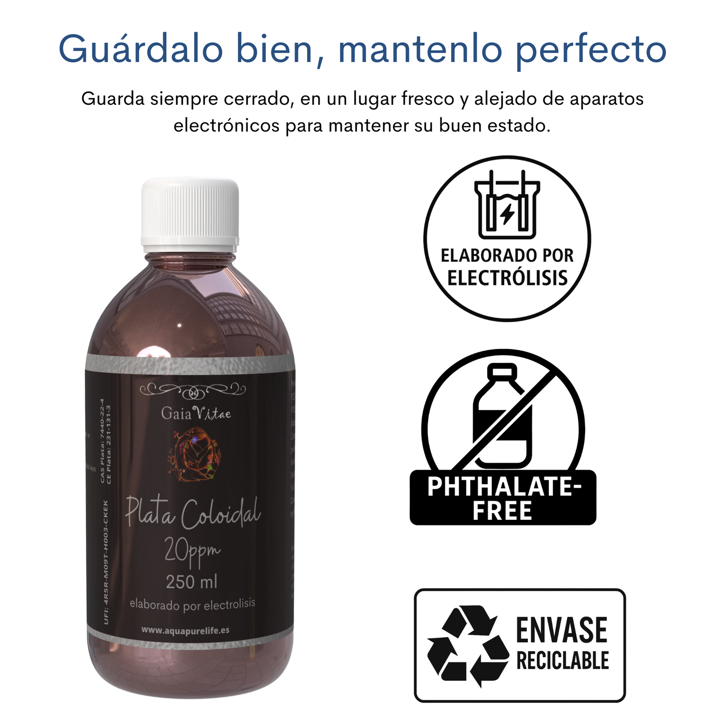 Plata Coloidal – Vidrio Ámbar con Tapón Medidor | Aquapurelife
