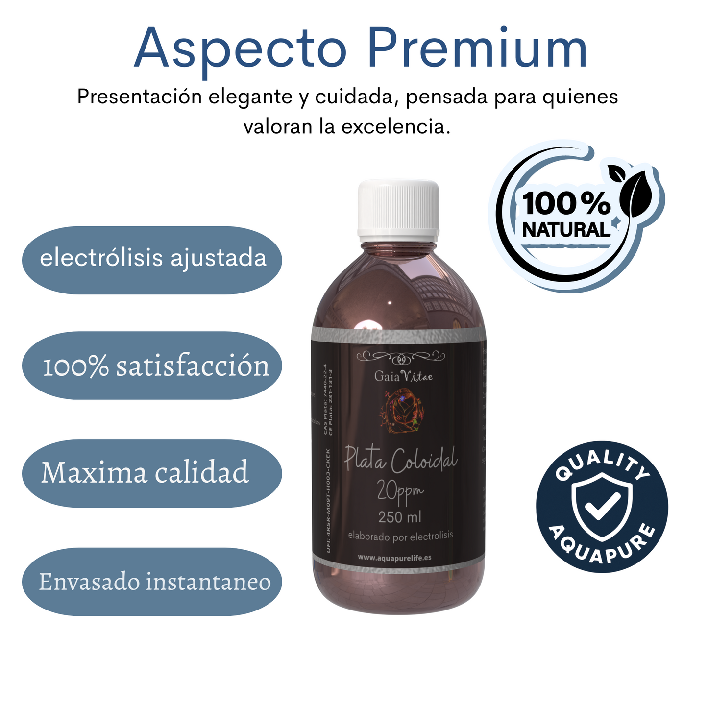 Plata Coloidal – Vidrio Ámbar con Tapón Medidor | Aquapurelife