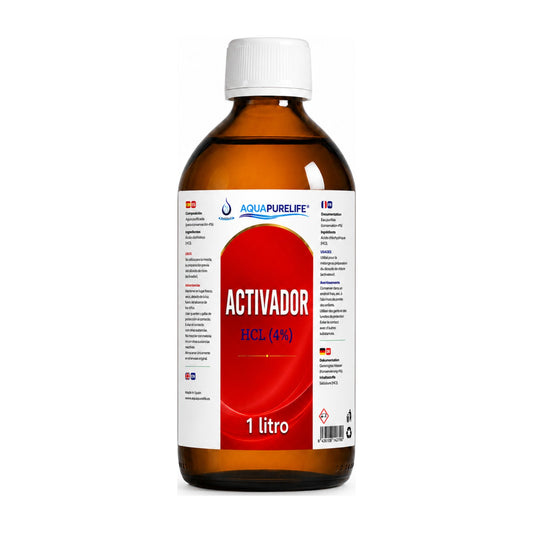 Ácido clorhídrico 4 % activador en botella de vidrio ámbar – Aquapurelife