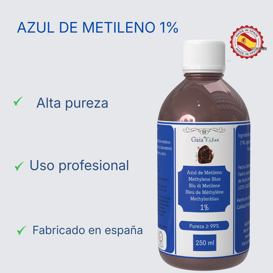 Bleu de méthylène 1 % | Verre bleu avec compte-gouttes | Aquapurelife