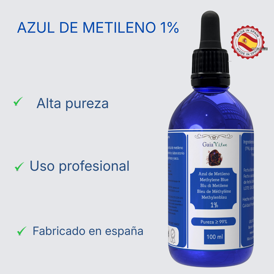 Bleu de méthylène 1 % | Verre bleu avec compte-gouttes | Aquapurelife