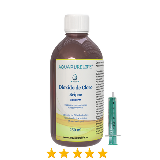 Dióxido de cloro 250 ml botella de cristal elaborado por electrolisis pureza del 99,9999%