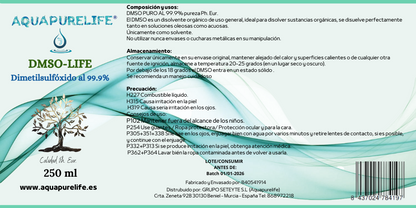 Lote Dmso al 99,9% 250ml botella cristal