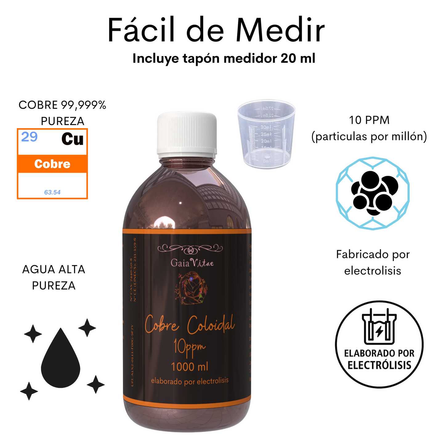 Cobre Coloidal – Vidrio con tapón medidor | Aquapurelife