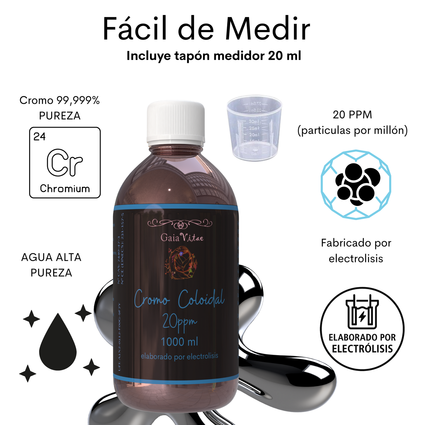 Cromo Coloidal 20 PPM – Vidrio opaco | Aquapurelife