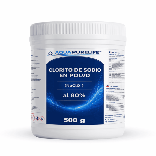 Clorito de sodio en polvo 80 % en bote de 500 g – Aquapurelife
