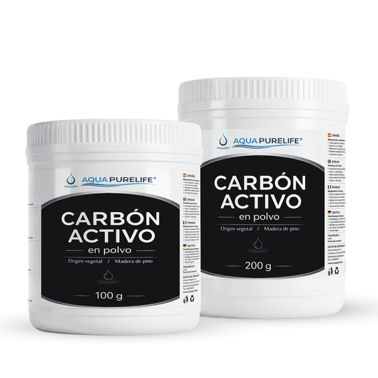 Carbón activado en polvo de origen vegetal en botes de 100 g y 200 g – Aquapurelife