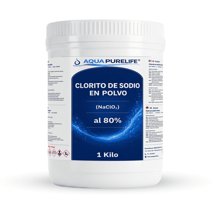 Clorito de sodio en polvo 80 % en bote de 1 kg – Aquapurelife