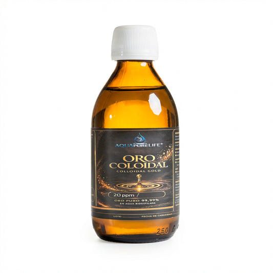 Or colloïdal 20 ppm – Bouteille en verre ambré | Aquapurelife